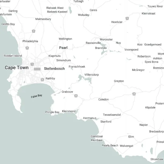 Map showing the Med Neg medical negligence law firm office location in Cape Town, Western Cape, for patient malpractice claims.