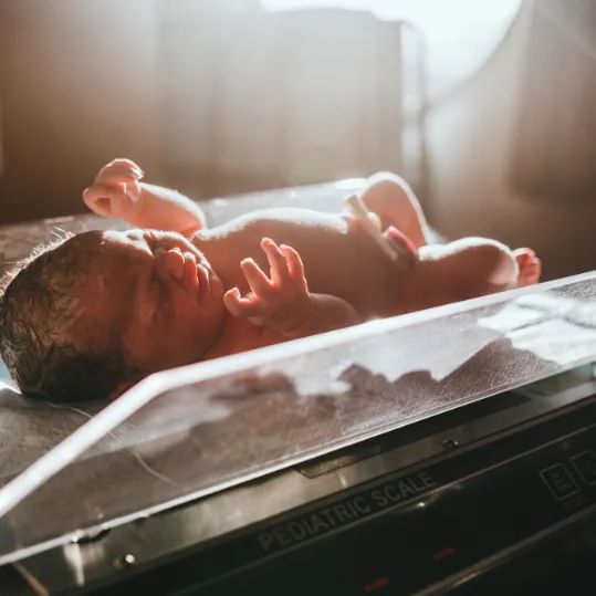 Newborn baby receiving medical care relevant to birth injury negligence claims