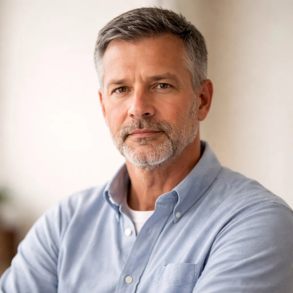 Portrait of Pieter van der Merwe, a South African man who successfully sued for surgical negligence after a spinal procedure.