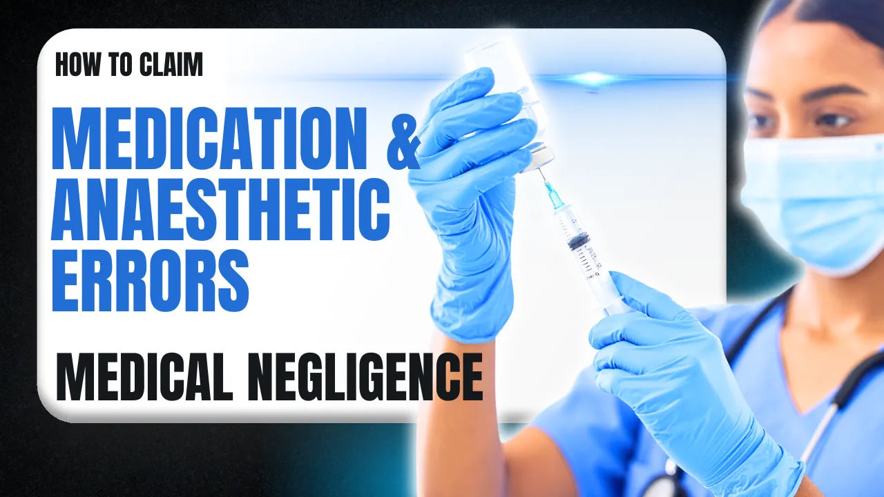 Video thumbnail: how to claim medication and anaesthetic errors medical negligence, showing a clinician preparing an injection.